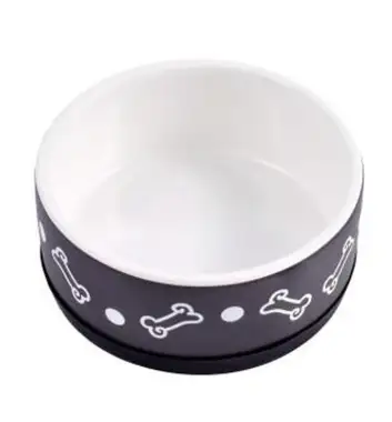 Купить mr.kranch миска керамическая, нескользящая для собак и кошек, черная с косточками
