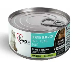 1st Choice Healthy Skin & Coat влажный корм для взрослых кошек для кожи и шерсти, с лососем в масле тунца (банка)