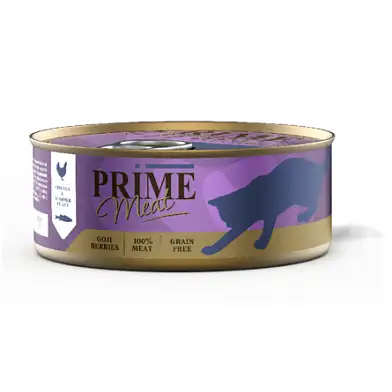 Prime Meat консервы для кошек, курица со скумбрией, филе в желе