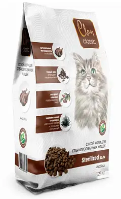 Clan Classic Sterilized-30/14 сухой корм для стерилизованных кошек, индейка 